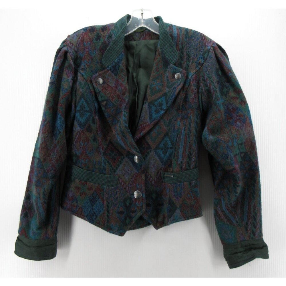 VINTAGE Geiger Blazer 38 Wool Geometric Southwestern Aztec Large